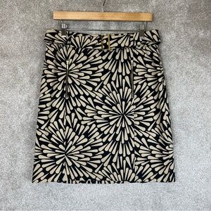 Talbots Skirt Womens 8 Black Brown Cotton Blend Pencil Lined Belted Zip- 9421*